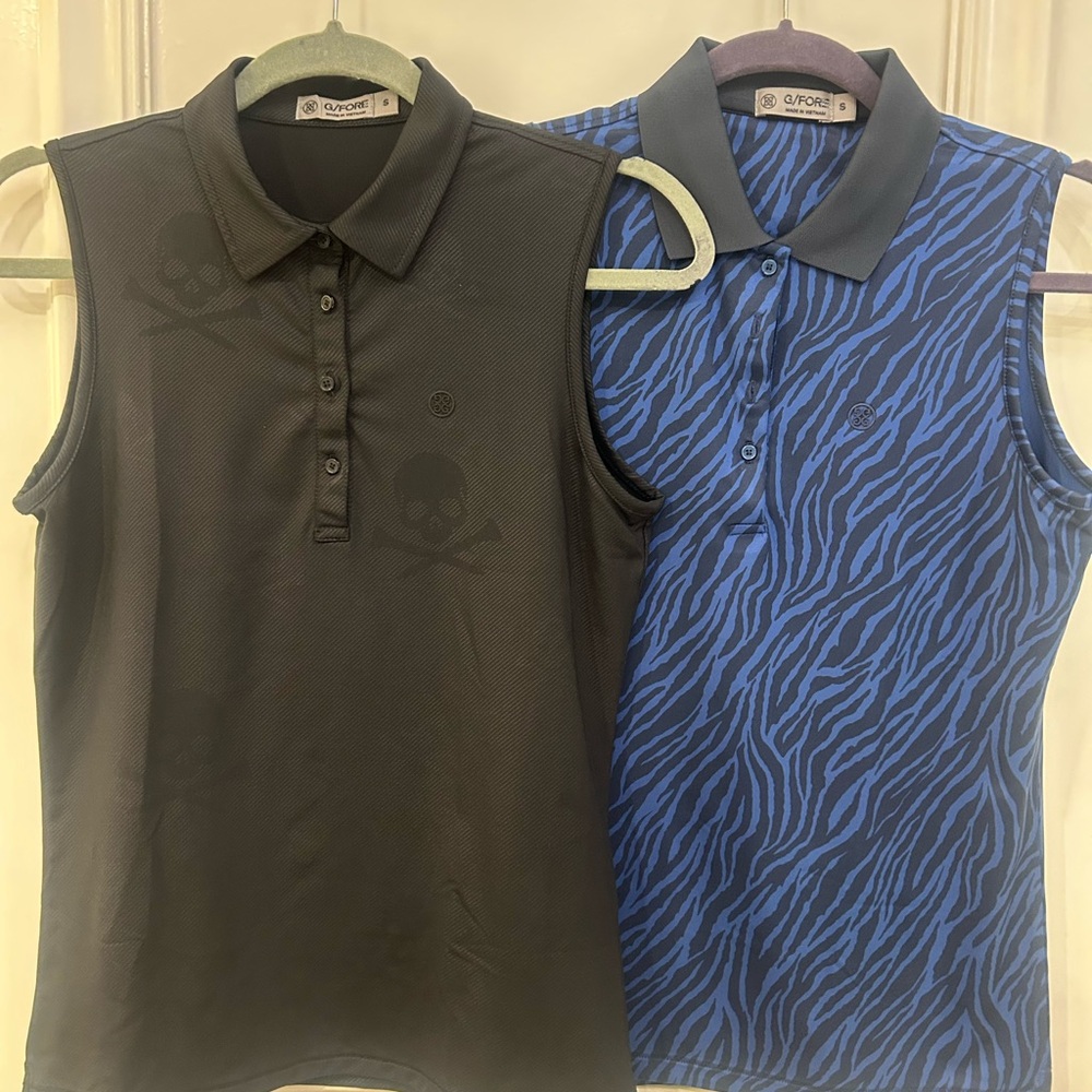 G/FORE Kids Black and Blue Polo Set golf tanks